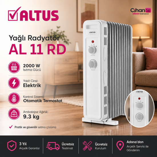 Altus AL 11 RD 2300 W 11 Dilim Beyaz Yağlı Radyatör